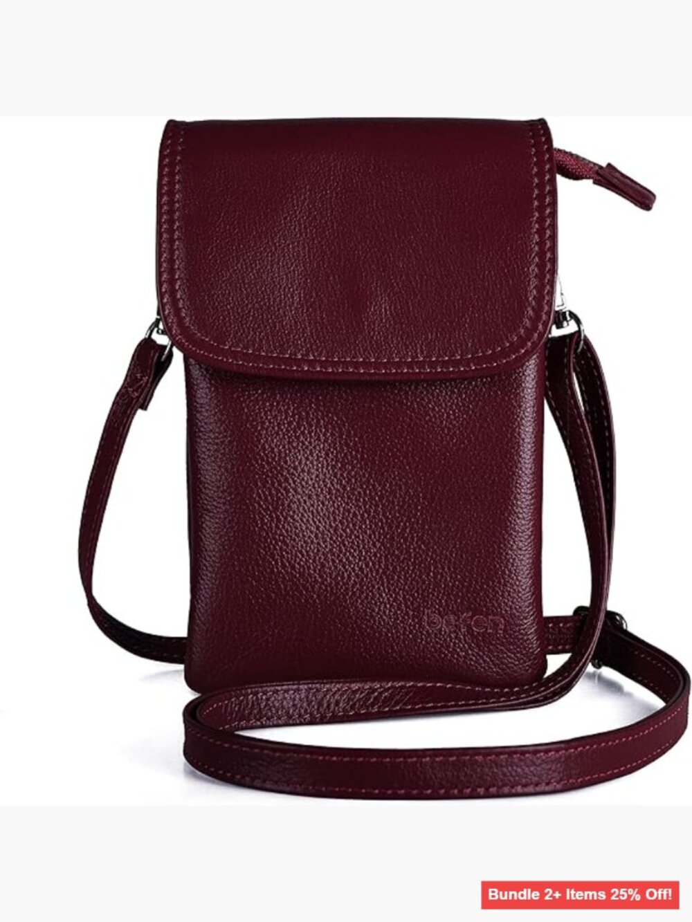 Genuine Leather Crossbody Phone Purse, Small Messenger Bag with Multiple Pockets